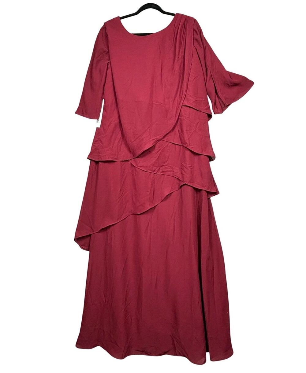 Wear Your Love Dress Womens Size L Red Chiffon Maxi Lace Up Formal Gown